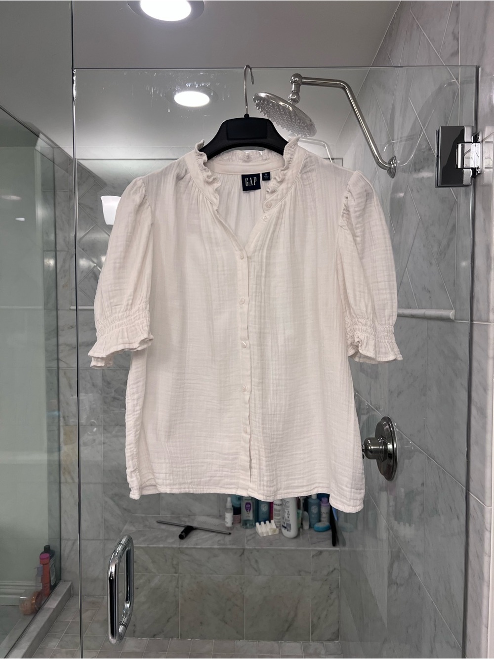GAP White Ruffled Collar Button-Front Blouse - Picture 5 of 5